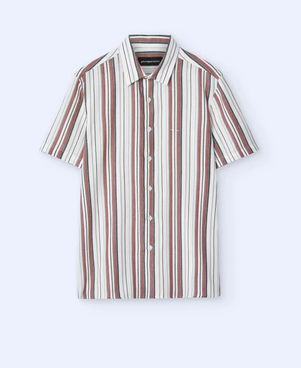 Adolfo Dominguez Camisas>Camisa Manga Corta Rayas Rayas Blanco/Rojo