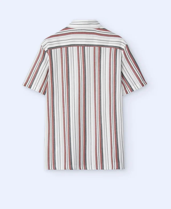 Adolfo Dominguez Camisas>Camisa Manga Corta Rayas Rayas Blanco/Rojo