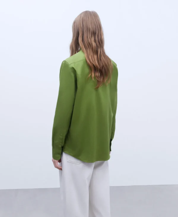 Adolfo Dominguez Camisas>Camisa Maxibolsillo En Algodon Verde