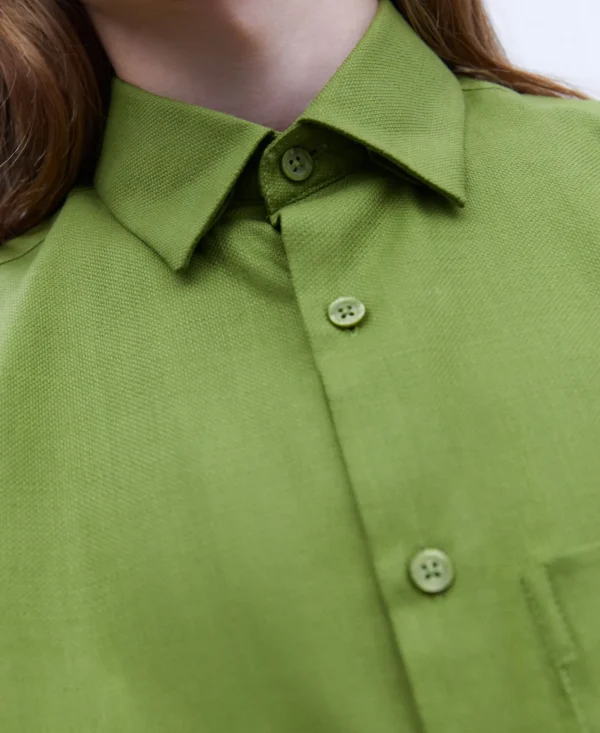 Adolfo Dominguez Camisas>Camisa Maxibolsillo En Algodon Verde