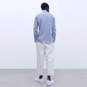 Adolfo Dominguez Camisas>Camisa Rayas Cuello Abotonado Blanco/Azul
