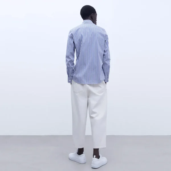 Adolfo Dominguez Camisas>Camisa Rayas Cuello Abotonado Blanco/Azul