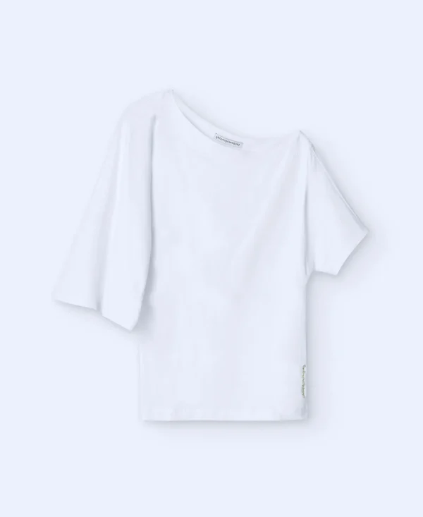 Adolfo Dominguez Camisetas>Camiseta Asimetrica Con Manga Japonesa Blanco