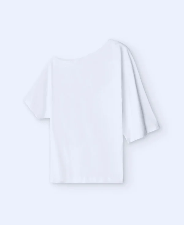Adolfo Dominguez Camisetas>Camiseta Asimetrica Con Manga Japonesa Blanco
