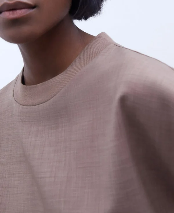 Adolfo Dominguez Camisetas>Camiseta Con Aberturas Laterales Camel/Marron