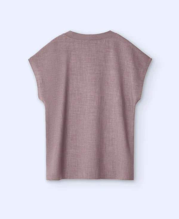 Adolfo Dominguez Camisetas>Camiseta Con Aberturas Laterales Camel/Marron