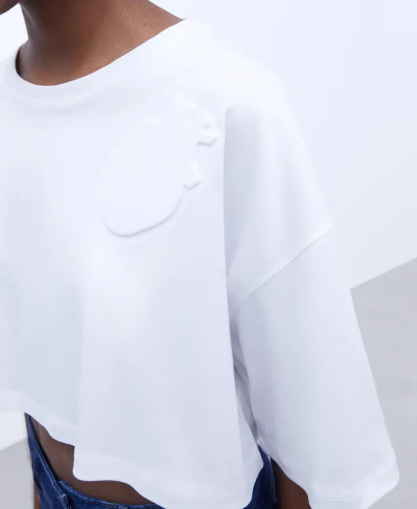 Adolfo Dominguez Camisetas>Camiseta Con Corazon En Relieve Blanco