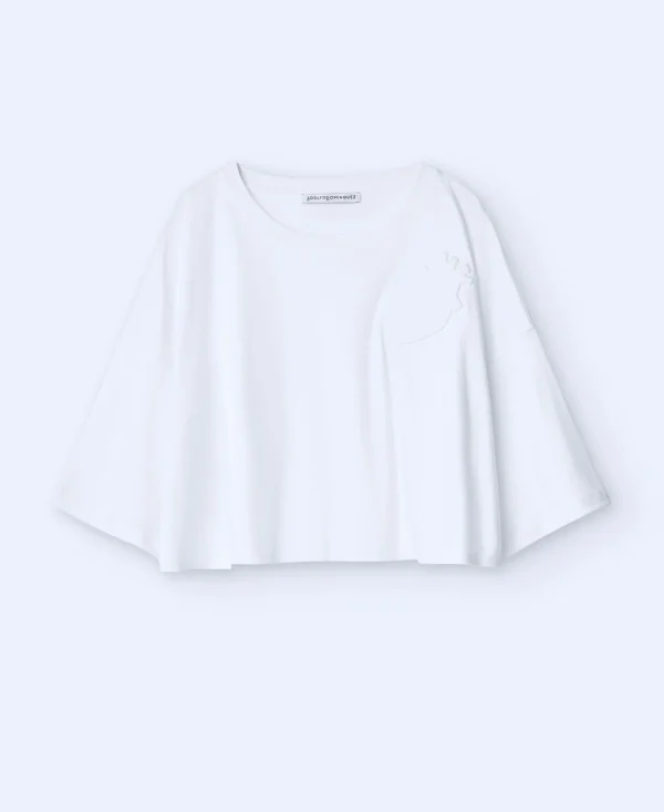 Adolfo Dominguez Camisetas>Camiseta Con Corazon En Relieve Blanco