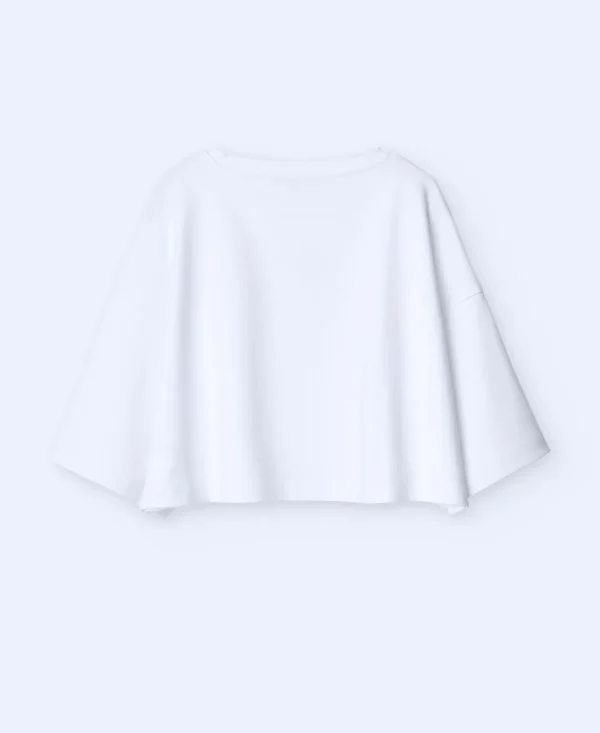 Adolfo Dominguez Camisetas>Camiseta Cropped En Algodon Blanco