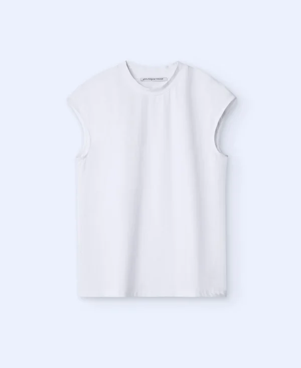 Adolfo Dominguez Camisetas>Camiseta Cuello Caja De Silueta Cuadrada Crudo