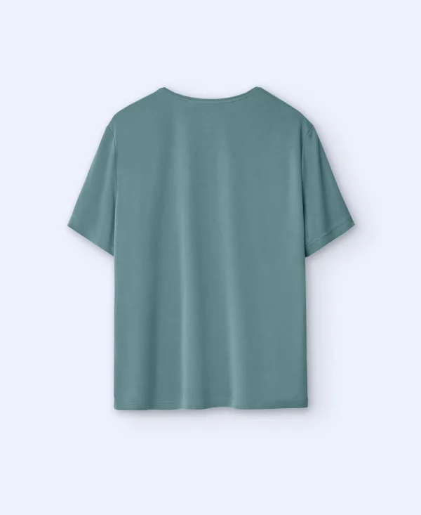Adolfo Dominguez Camisetas Y Polos>Camiseta Cuello Caja En Modal Verde Gris
