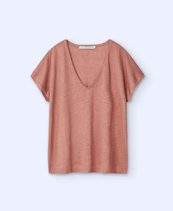 Adolfo Dominguez Camisetas>Camiseta En Lino Rosa