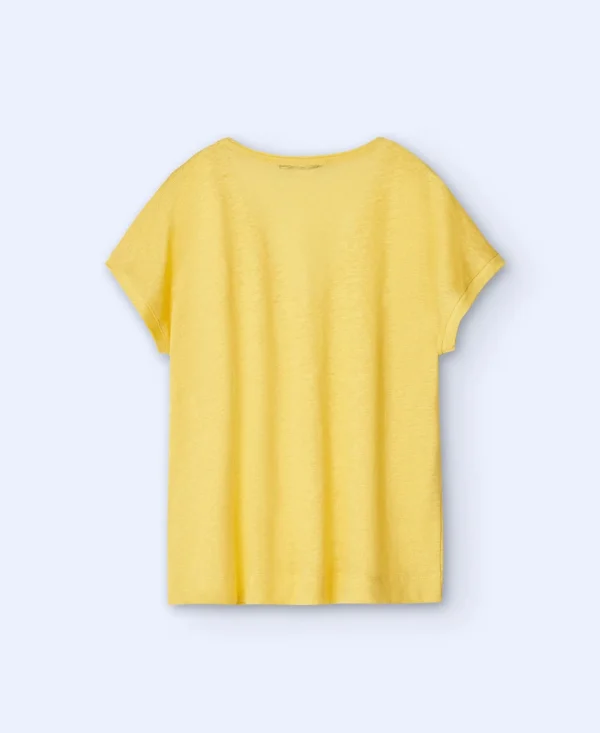 Adolfo Dominguez Camisetas>Camiseta En Lino Amarillo Claro