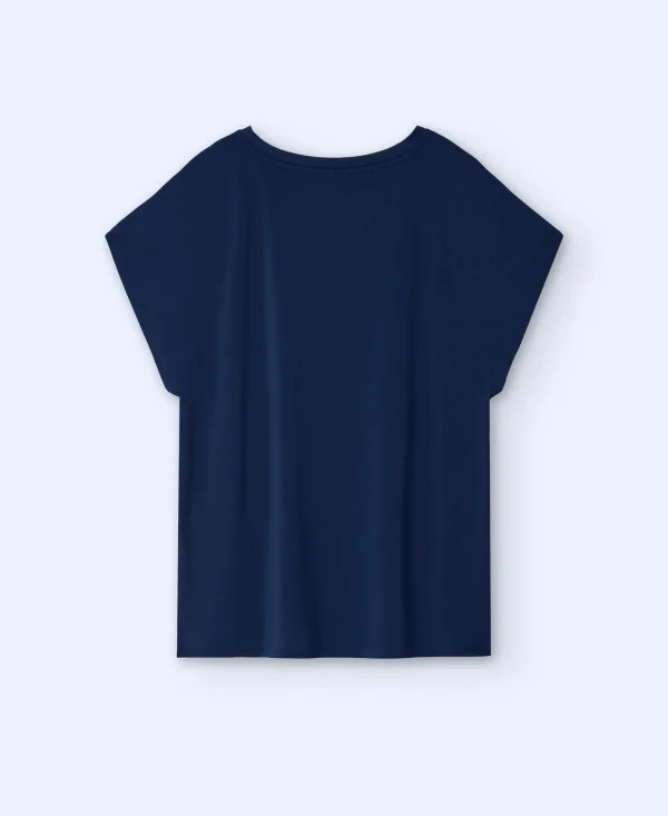 Adolfo Dominguez Camisetas>Camiseta Escote Caja Azul Marino