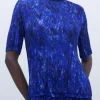 Adolfo Dominguez Camisetas>Camiseta Estampada En Crinkle Azul Estampado