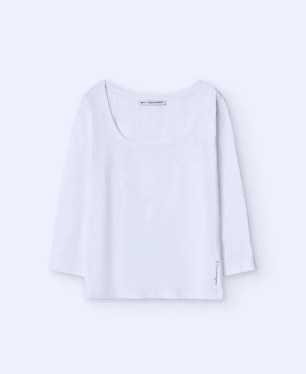 Adolfo Dominguez Camisetas>Camiseta Fluida De Manga Larga Blanco