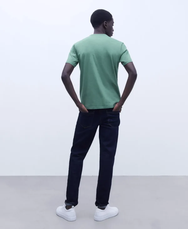 Adolfo Dominguez Camisetas Y Polos>Camiseta Jaspeada En Algodon Verde Agua Marina