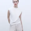 Adolfo Dominguez Camisetas>Camiseta Manga Caida En Algodon Elastico Blanco Natural