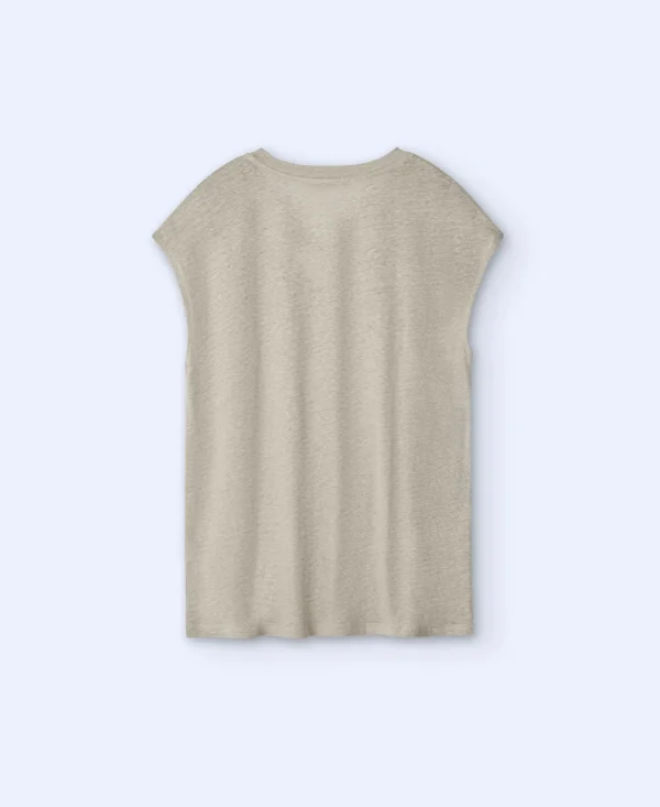 Adolfo Dominguez Camisetas>Camiseta Sin Mangas En Lino Arena