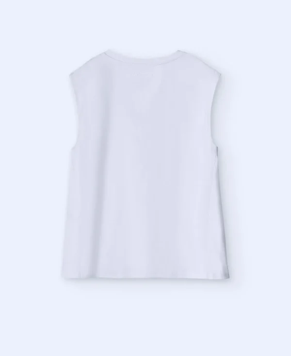 Adolfo Dominguez Camisetas>Camiseta Sin Mangas Escote Pico Estampado Verde/Malva