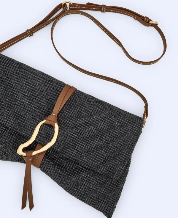 Adolfo Dominguez Bolsos>Cartera De Mano En Tejido Trenzado Negro