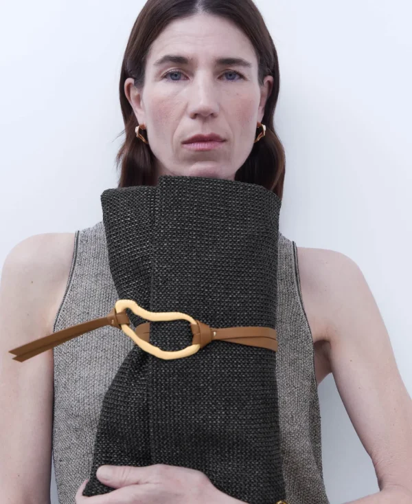 Adolfo Dominguez Bolsos>Cartera De Mano En Tejido Trenzado Negro