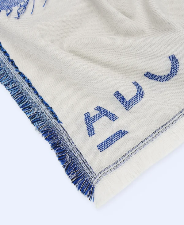 Adolfo Dominguez Foulares>Chal Estampado En Tecnica Cutwork Azul