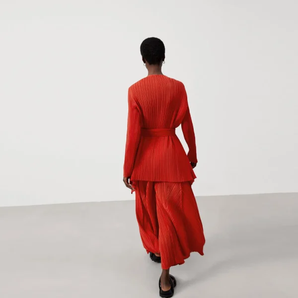 Adolfo Dominguez Abrigos Y Chaquetas>Chaqueta Asimetrica En Crinkle Rojo