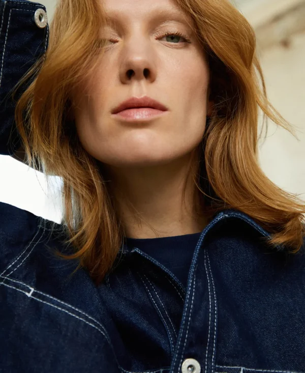 Adolfo Dominguez Abrigos Y Chaquetas>Chaqueta Denim En Algodon Azul Denim