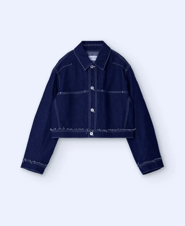 Adolfo Dominguez Abrigos Y Chaquetas>Chaqueta Denim En Algodon Azul Denim