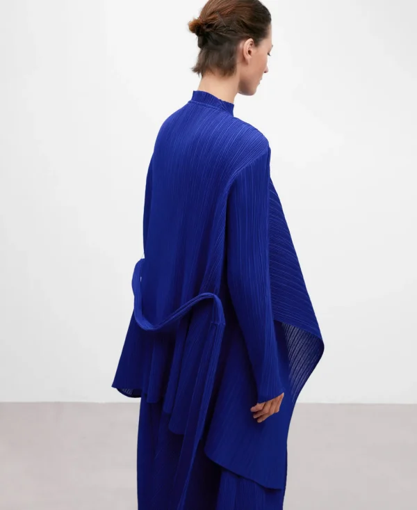Adolfo Dominguez Abrigos Y Chaquetas>Chaqueta Maxi Solapa En Crinkle Azul Klein