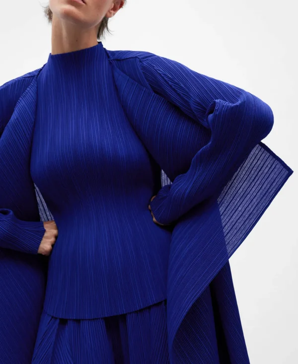 Adolfo Dominguez Abrigos Y Chaquetas>Chaqueta Maxi Solapa En Crinkle Azul Klein