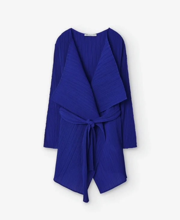 Adolfo Dominguez Abrigos Y Chaquetas>Chaqueta Maxi Solapa En Crinkle Azul Klein