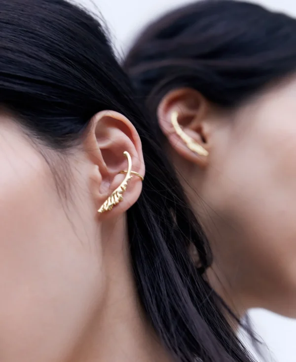 Adolfo Dominguez Bisutería>Ear Cuff Motivo Berza En Laton Dorado