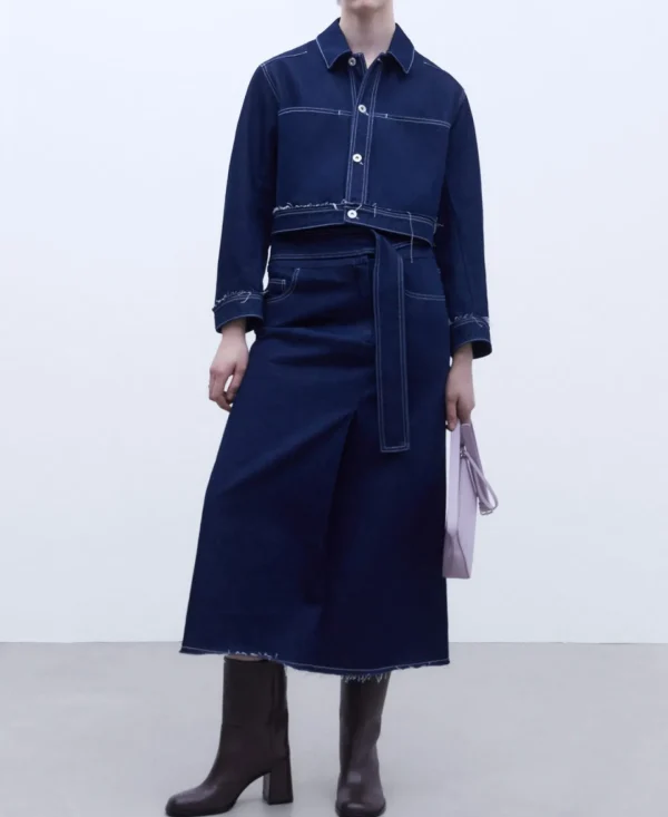 Adolfo Dominguez Faldas>Falda Denim Midi Azul Denim