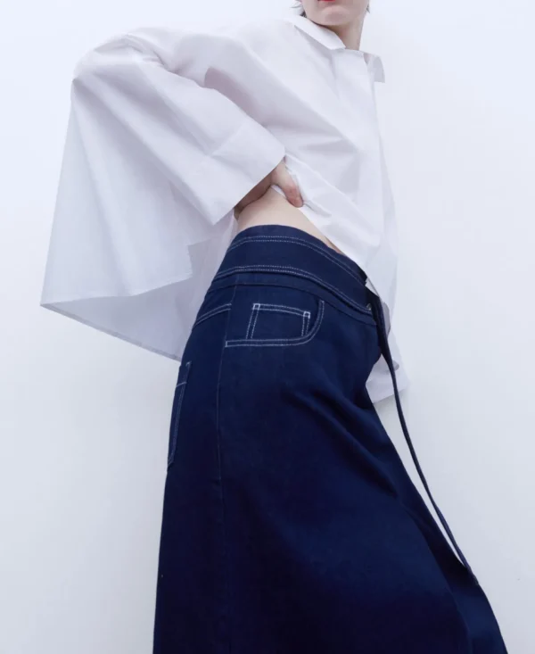 Adolfo Dominguez Faldas>Falda Denim Midi Azul Denim