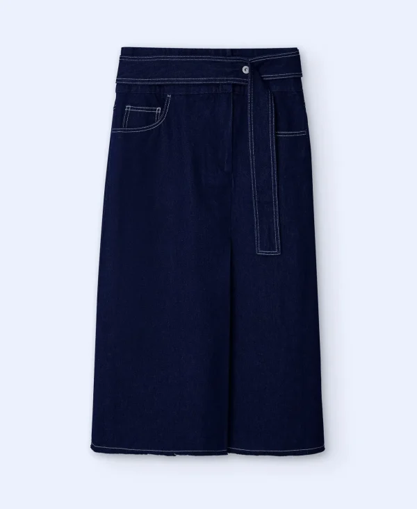 Adolfo Dominguez Faldas>Falda Denim Midi Azul Denim