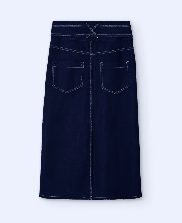 Adolfo Dominguez Faldas>Falda Denim Midi Azul Denim