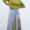 Adolfo Dominguez Faldas>Falda Dos Capas Estampada Amarillo Estampado