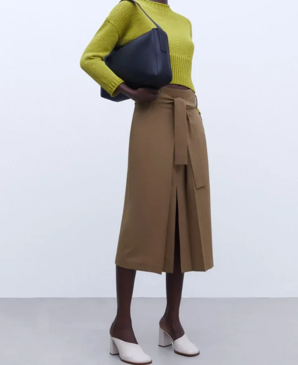 Adolfo Dominguez Faldas>Falda Midi Pliegues Camel/Marron