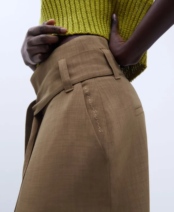 Adolfo Dominguez Faldas>Falda Midi Pliegues Camel/Marron