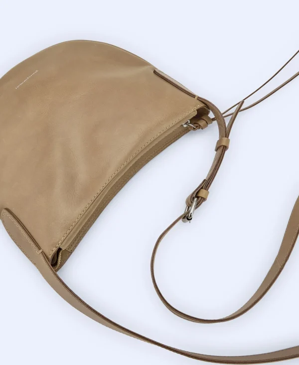 Adolfo Dominguez Bolsos>Hobo Medio En Piel Responsable Topo/Beige