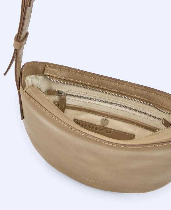 Adolfo Dominguez Bolsos>Hobo Medio En Piel Responsable Topo/Beige