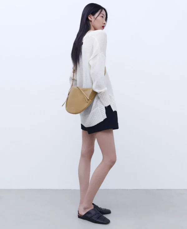 Adolfo Dominguez Bolsos>Hobo Medio En Piel Responsable Topo/Beige