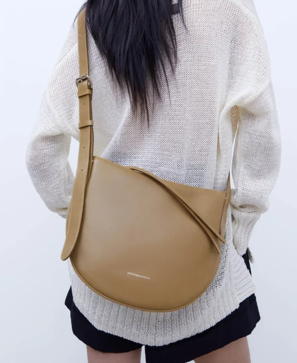 Adolfo Dominguez Bolsos>Hobo Medio En Piel Responsable Topo/Beige