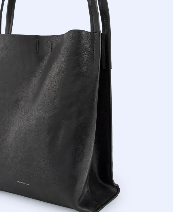 Adolfo Dominguez Bolsos>Maxi Shopper En Piel Vaqueta Negro