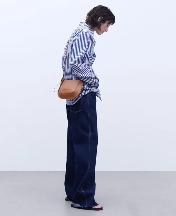 Adolfo Dominguez Bolsos>Mini Bandolera Tricolor En Piel Vaqueta Cuero