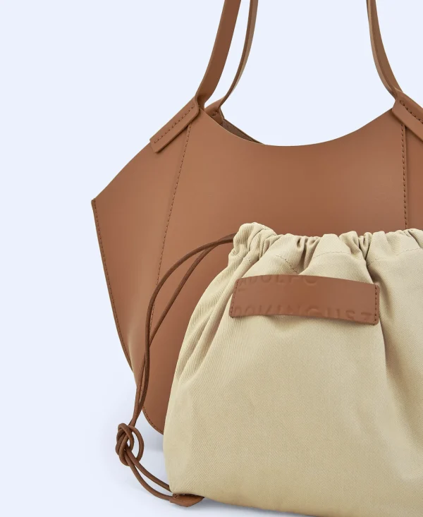 Adolfo Dominguez Bolsos>Mini Shopper En Piel Vaqueta Cuero