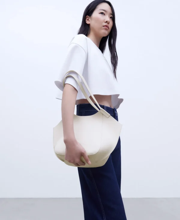 Adolfo Dominguez Bolsos>Mini Shopper En Piel Vaqueta Crudo