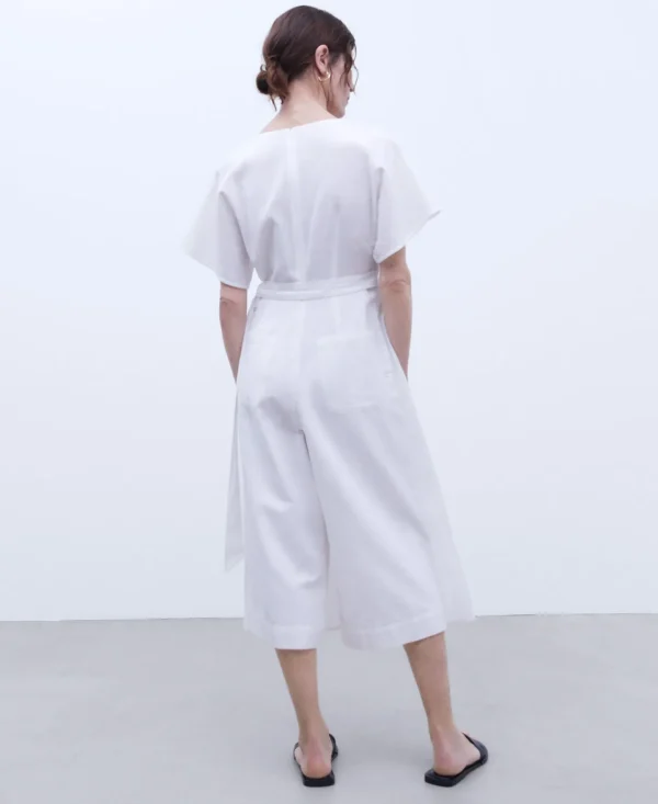 Adolfo Dominguez Vestidos Y Monos>Mono Manga Japonesa En Lino Europeo Blanco
